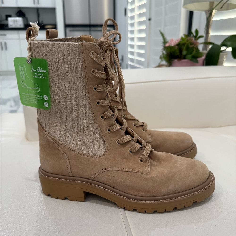 Sam Edelman‎ Beige Lace-Up Boots